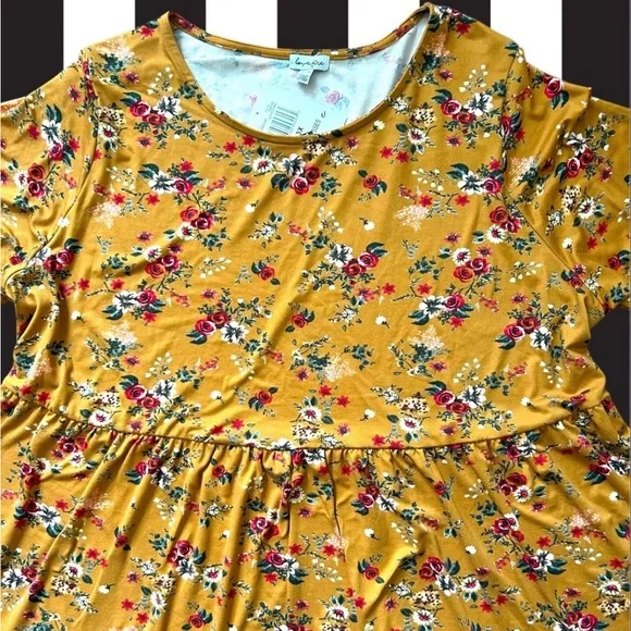 Love Fire Floral Tiered Long Sleeve Babydoll Mini Dress 3X Stretch Cottagecore - Picture 5 of 10